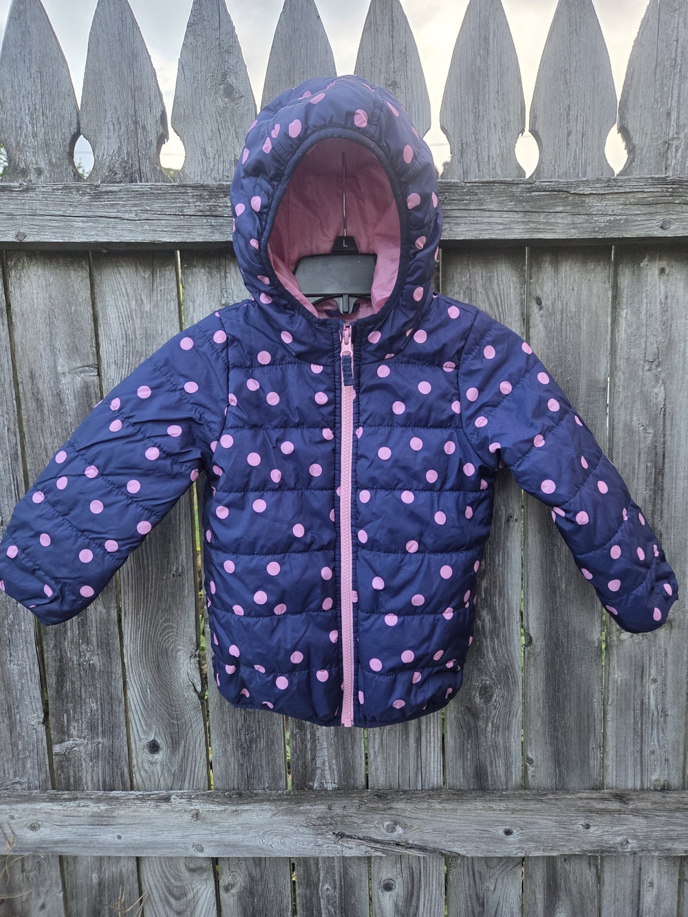 Carter's Navy Jacket with Pink Polka Dots